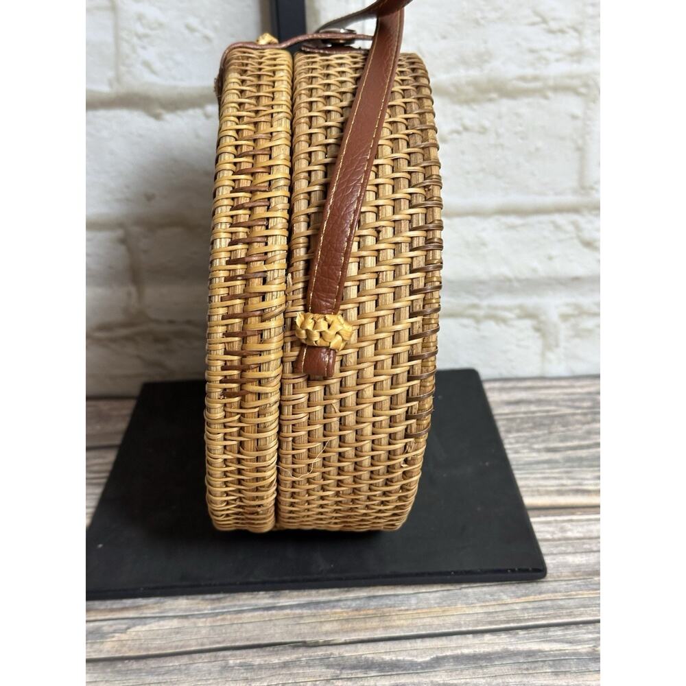 Vintage Wicker Rattan Circle Canteen‎ Style Boho Crossbody Bag Purse - Picture 5 of 16
